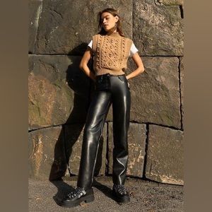 Aritzia Wilfred Melina Leather Pant in Black